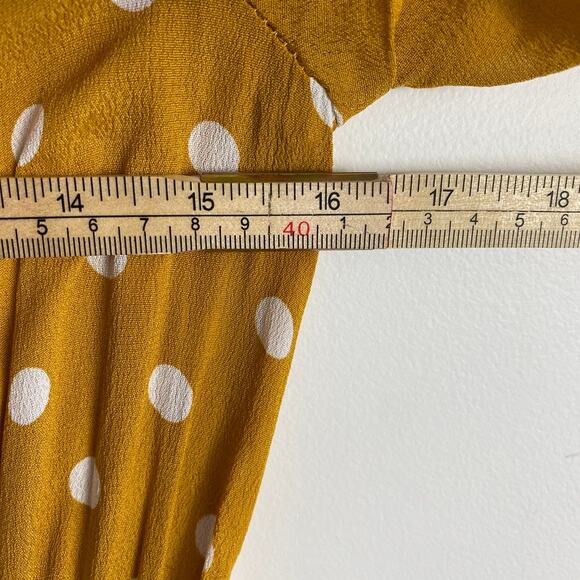 River Island Polka Dot Maxi Dress – Yellow Off Shoulder Slit – Size 12 - Picture 7 of 9